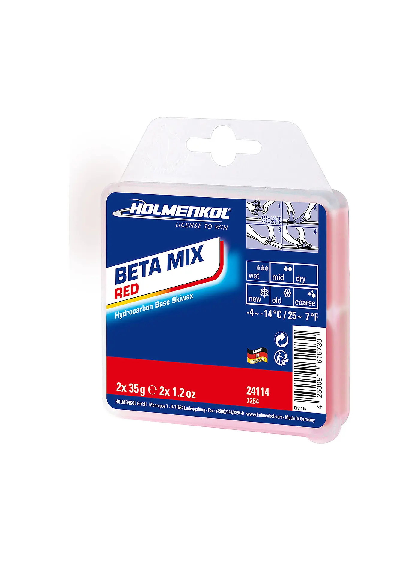 HOLMENKOL | Betamix Weltcup Skiwax Red 1x150g | 